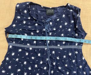 Navy Blue Floral Sleeveless Top