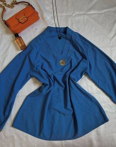Elegant Blue V-Neck Top