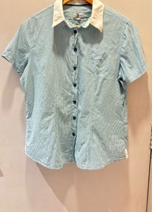 Striped Short Sleeve Button-Up Shirt