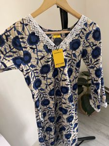Blue Floral Print Kurta