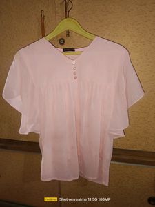 Pink Peplum Style Top For Womens With White Dotss