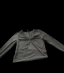 Elegant Gray Long Sleeve Top