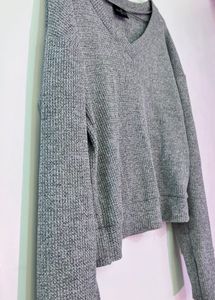 Cozy Gray V-Neck Knit top