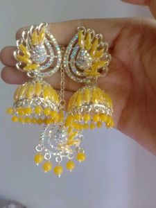 Stunning Yellow Jhumka Earrings