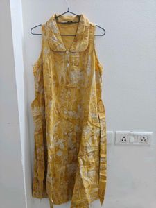 Floral Sleeveless Yellow Dress
