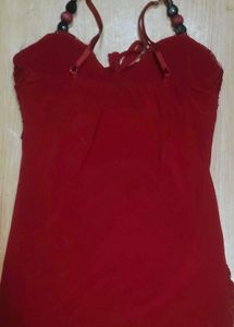 🍓Elegant Red Lace Camisole short dress❣️