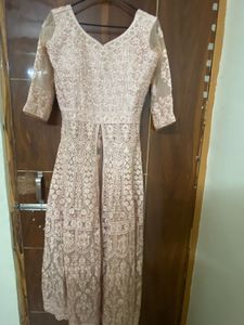 Elegant Pink Embroidered indo western gown