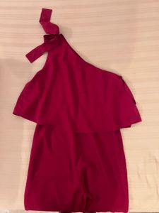 Elegant One Shoulder Red Jumpsuit for Women