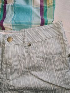 pinstriped denim shorts