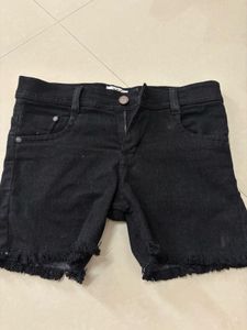 Black Denim Cut-Off Shorts