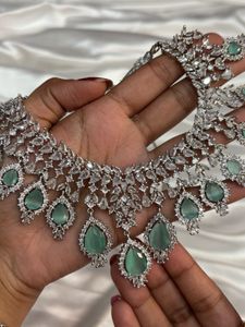 Noor-e-Mint Silver AD Choker Set 😍✨