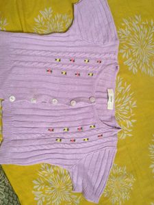 Lavender Cable Knit Cropped Cardigan
