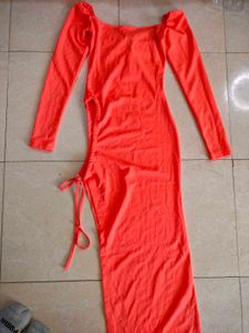 Orange Long Sleeve Maxi Dress🦊🍤🧭🎁🎗️