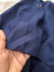 Navy Blue Top with Bow Accent