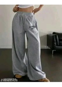 Comfortable Grey Wide Leg Sweatpants