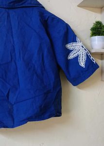 Blue Palm Tree Print Shirt