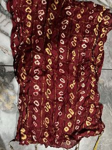 Maroon Bandhani Dupatta with Gold Accents