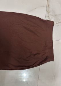 Brown Mini Skirt with Slit