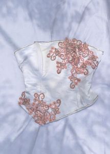 pretty white embroidered corset