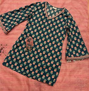 Green Floral Print Kurta