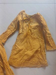 Yellow Embroidered Kurta Set of 2