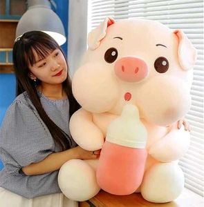 Adorable Piggy Plush Toy with Bottle.y