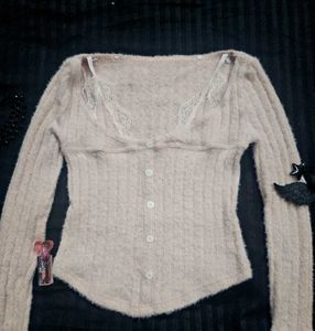 whimsy Lace Trim Knit Sweater