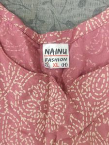 Pink Printed Sleeveless Kurta
