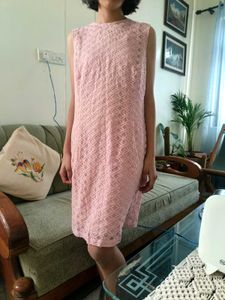 Vintage Pink Lace Sleeveless Dress
