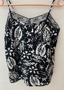 Vintage Floral Lace Trim Cami Top