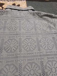 Stylish Grey Lace Button-Up Shirt