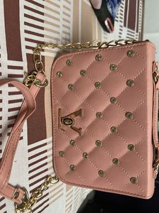 Peach Quilted Sling Bag
