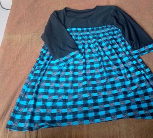 Stylish Blue Plaid A-line Dress