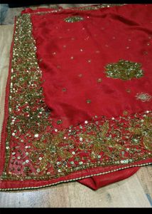 1Day sale!! Red cutdana heavy work Saree