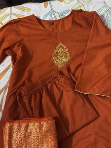 Elegant Orange Kurta Set with Dupatta