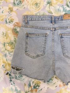 Light Wash Distressed Denim Shorts