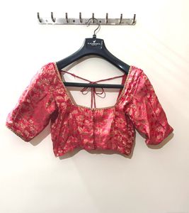 elegant salmon pink ethnic blouse