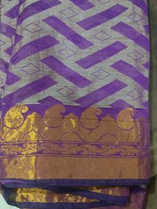 Elegant Purple &amp; Gold Saree