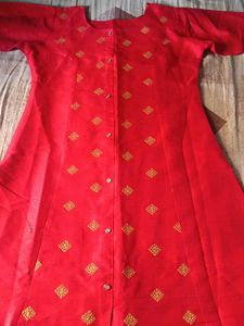 Red Embroidered Kurta