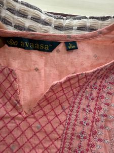 pink embroidered kurta