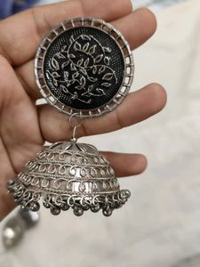 Oxidized Silver Jhumka Earrings