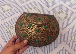 Ornate Gold &amp; Green Clutch