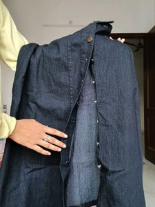 Denim Button-Down Midi Skirt