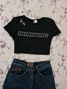 Sparkly "DRAMATIC" Crop Top