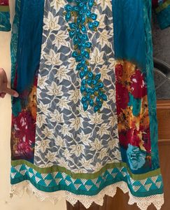 Blue Embroidered Kurta