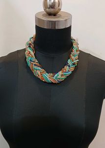 Braided Beaded Statement Necklace