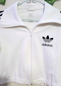 Adidas White Cropped Track Jacket