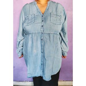 Blue Denim Tunic Top with peplum look
