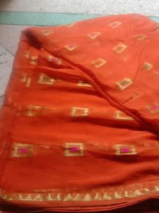 Orange Chiffon Saare