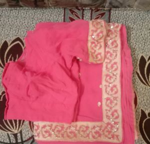 Baby Pink Georgette Saree.